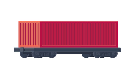 Train container on railway car. Rail freight. Vector illustration.の写真素材