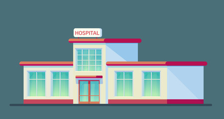 Medical hospital building. City center for medical care for patients. Emergency hospital. Flat vector style illustration.の写真素材