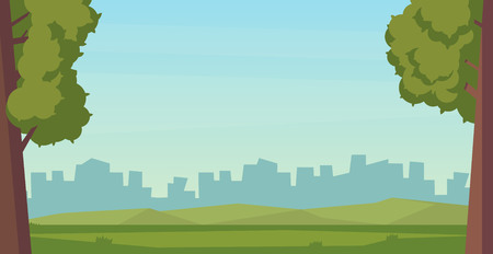 Scene of outdoor summer park landscape. Flat vector illustrationの写真素材