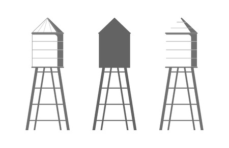 Water tower icon. Drinking water storage tank. Vector silhouette and stylization shape.のイラスト素材