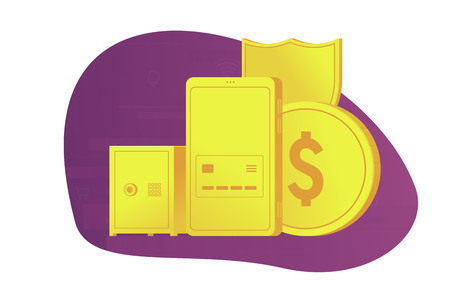 Online bank concept. Secure payment by smartphone in mobile banking. Vector illustration.のイラスト素材