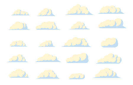 Set of cartoon clouds. Vector flat illustration.のイラスト素材