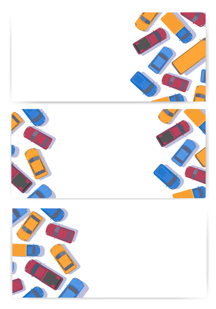 Traffic web banner or poster design template. Top view vector illustration.のイラスト素材