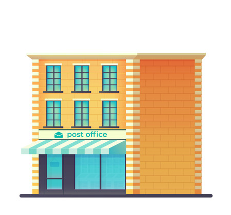 Post office building . Postal delivery service. Flat styleのイラスト素材