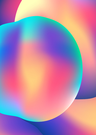 Abstract background with gradient color shapes. Liquid color cover. Holographic element.のイラスト素材