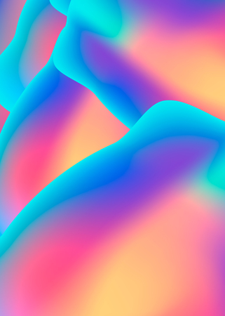 Abstract background with gradient color shapes. Liquid color cover. Holographic element.のイラスト素材
