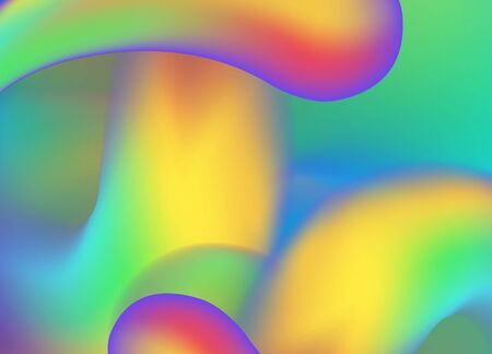 Abstract background with gradient color shapes. Liquid color cover. Holographic shape element. Vector backgroundのイラスト素材