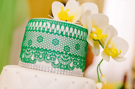 Wedding cake, cake for wedding decoration on the cakeの写真素材