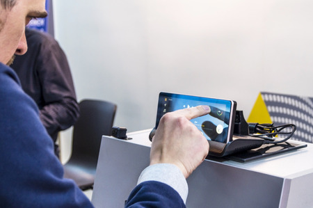 MOSCOW, RUSSIA - December 20, 2016: Exhibition Connected Car 2016. The exhibition showing all the technological advances in the industry connected cars.のeditorial素材