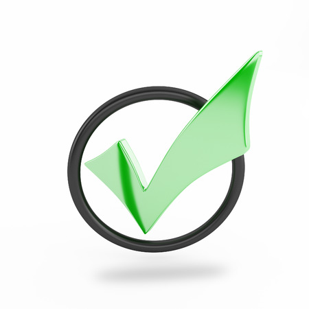 Check mark yes icon in circle on a white backgroundの写真素材