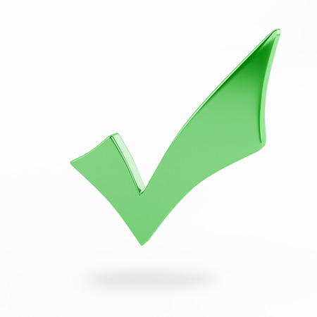 Check mark yes icon on a white backgroundの写真素材