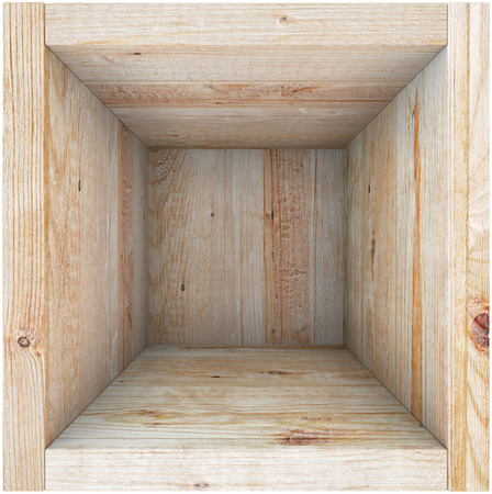 Wooden box. View from above. Render image.