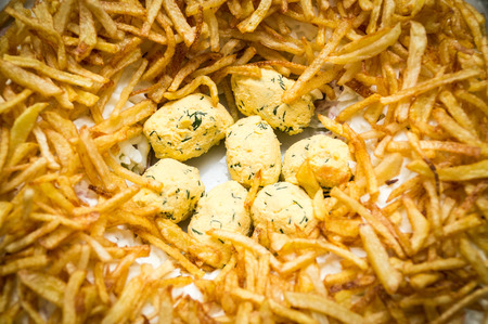 Salad "Nest grouse" close-up.の写真素材