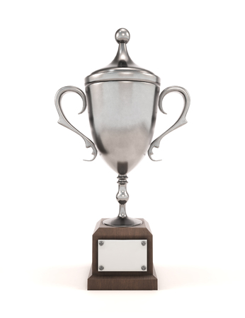 Silver Cup champion on a white background. Front view. 3D illustration.の写真素材