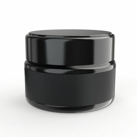 3D rendering Realistic cosmetic jar with lid and label on a white background. Cosmetic template for cream mock up.の写真素材