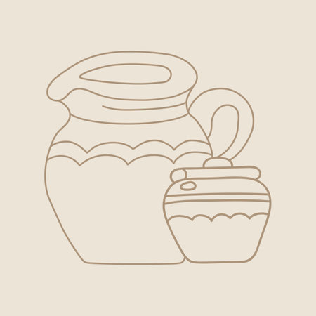Hand drawn food icon of jar for recipes and restaurant menu.のイラスト素材