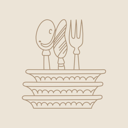 Kitchenware in hand drawn style for cookbook or food blogのイラスト素材