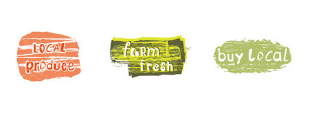 Local farm fresh products labels design. Every icon is isolated.のイラスト素材