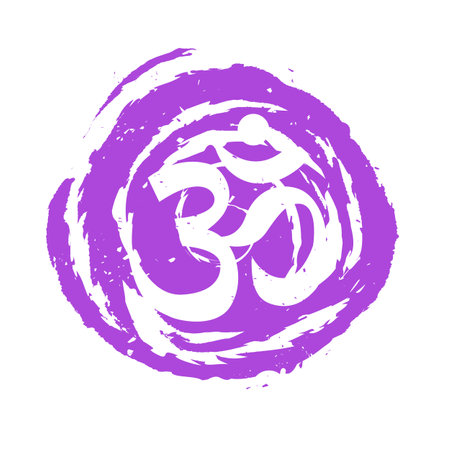 The symbol OM on textured purple background