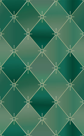 Deep emerald seamless pattern with golden lines. Tiles vector illustrationのイラスト素材