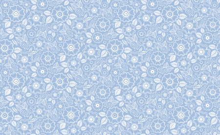 Seamless pattern with small white flowers on light blue background. Vector illustration.のイラスト素材