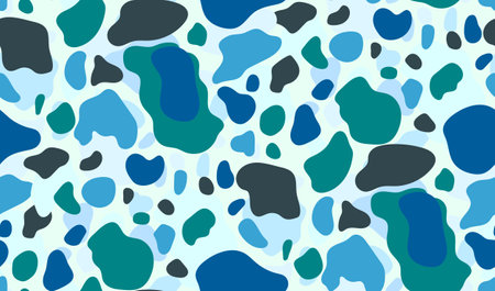 Abstract green and blue spots. Vector seamless pattern with different sea glasses.のイラスト素材