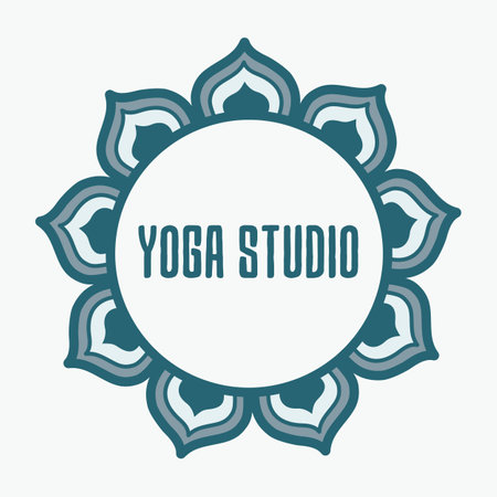 Yoga studio logo design. Mandala symbol isolated on white.のイラスト素材