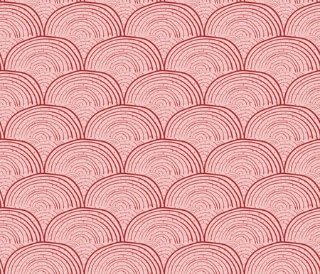 Hand drawn ink strokes seamless pattern. Waves with dots in japanese style vector illustration.のイラスト素材