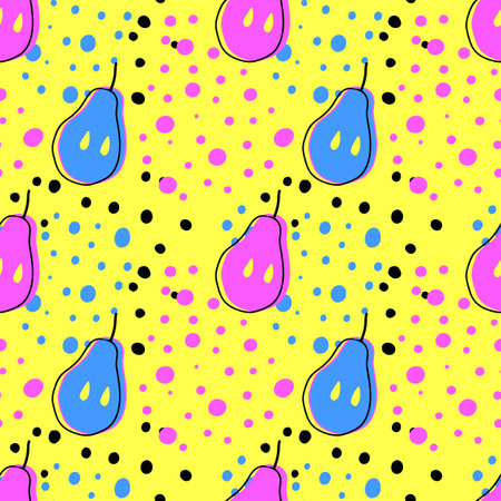Seamless pattern with abstract pears for print, textile, fabric. Modern background with bright vectort illustration.のイラスト素材