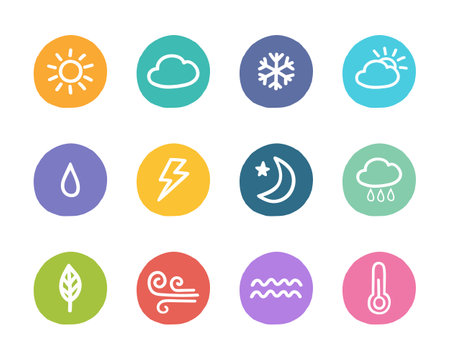 Flat design style hand-drawn weather iconsのイラスト素材
