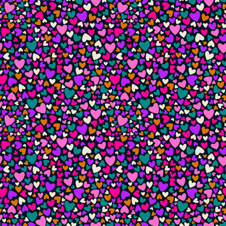 Colorful hearts with hidden word - LOVE. Seamless pattern vector illustrationのイラスト素材