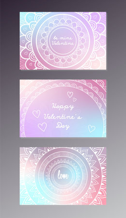 Saint Valentine's Day design for invitations, greeting cards or posters with colorful gradients. Set of 3 horizontal vector illustrationsのイラスト素材