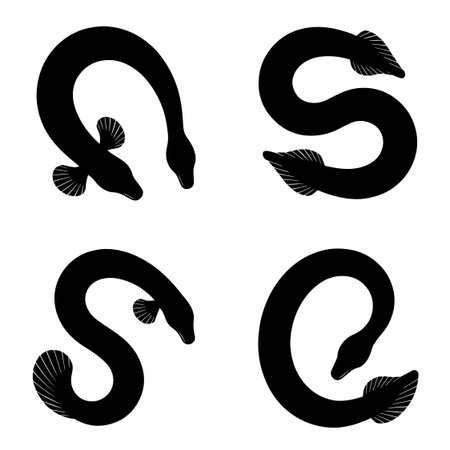 Black snake icons set isolated on white background. Vector illustration EPS10のイラスト素材