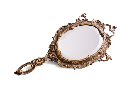 Beautiful vintage isolated hand mirror の写真素材