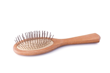 Hair brush on a white background の写真素材