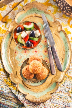 Falafel balls with saladの写真素材