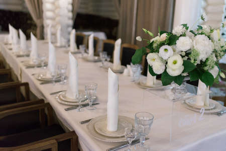 wedding flower arrangement on the table
