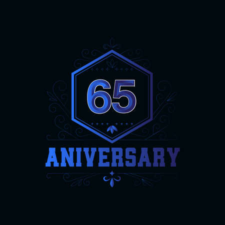 65 Years Anniversary Celebration Blue Vector Template Design Illustrationのイラスト素材
