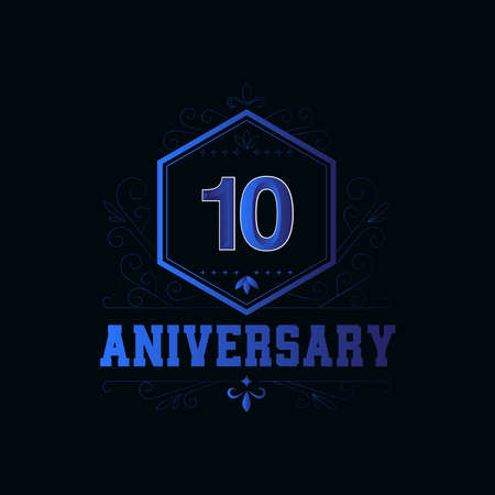 10 Years Anniversary Celebration Blue Vector Template Design Illustrationのイラスト素材