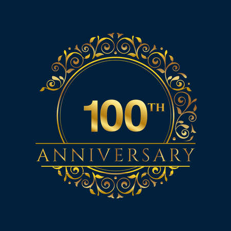 100 years anniversary invitation card template isolated vector illustration. Ten years Black greeting card templateのイラスト素材