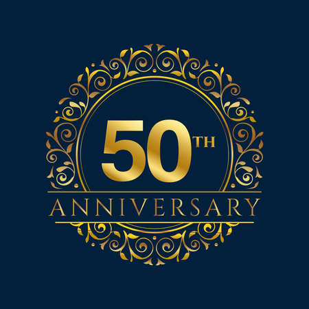 50 years anniversary invitation card template isolated vector illustration. Ten years Black greeting card templateのイラスト素材