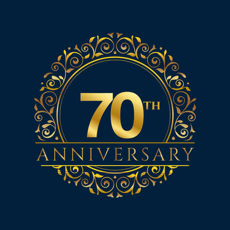 70 years anniversary invitation card template isolated vector illustration. Ten years Black greeting card templateのイラスト素材