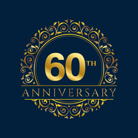 60 years anniversary invitation card template isolated vector illustration. Ten years Black greeting card templateのイラスト素材