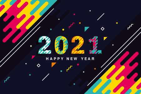Happy New Year elegant design of colored 2021 logo numbersのイラスト素材