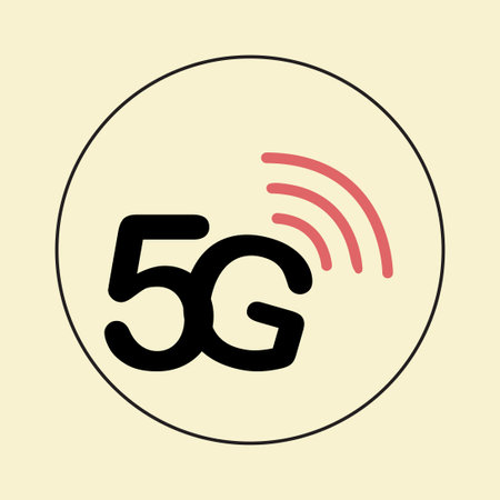 Vector technology icon network sign 5G. Illustration 5g internet symbol in flat line minimalism style. - Vectorの写真素材