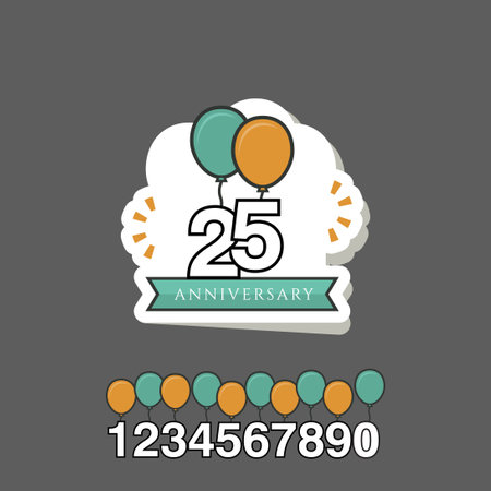 25 Year Anniversary celebration Vector Template Design Illustrationのイラスト素材