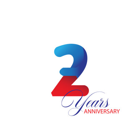 2 Year Anniversary celebration Vector Template Design Illustrationのイラスト素材