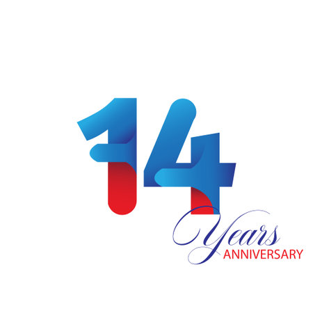 14 Year Anniversary celebration Vector Template Design Illustrationのイラスト素材