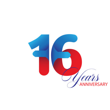 16 Year Anniversary celebration Vector Template Design Illustrationのイラスト素材
