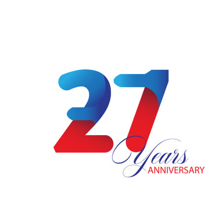 27 Year Anniversary celebration Vector Template Design Illustrationのイラスト素材
